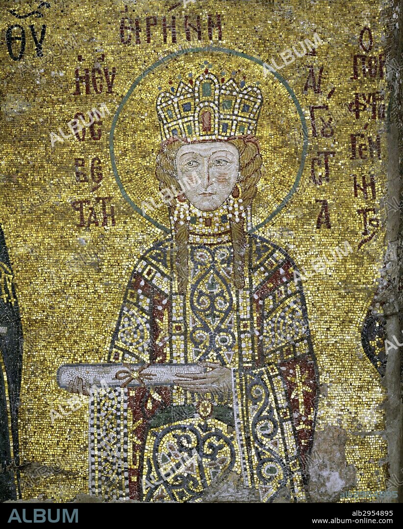 Mosaic of Empress Irene ruled byzantine Empire 1118-43. Haghia Sofia, Istanbul.