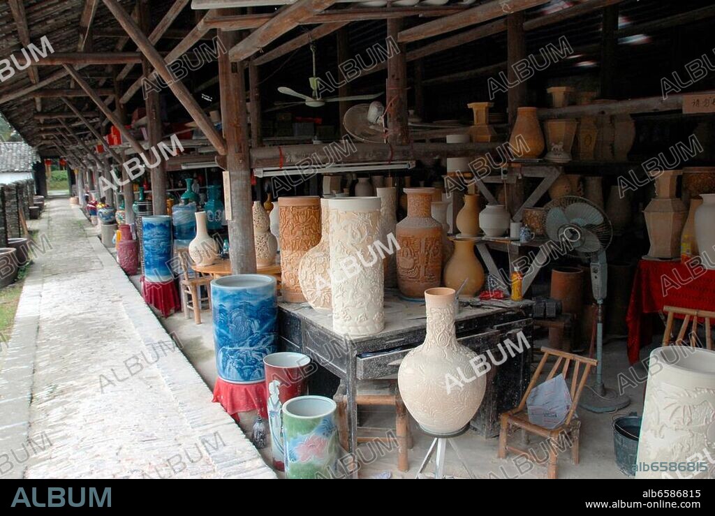 Ceramic workshop in Jingde Town, Jiangxi Province.
