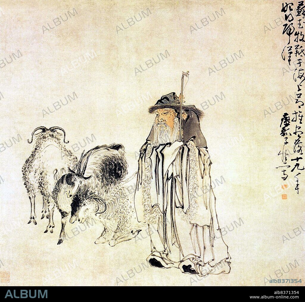 Su Wu was a Chinese diplomat and statesman of the Han Dynasty. He is known in Chinese history for making a mission to Central Asia, where he was seized and held captive by the nomads.<br/><br/>. According to Chinese tradition, Su Wu endured long years of servitude herding sheep, before managing eventually to return home to China.<br/><br/>.
