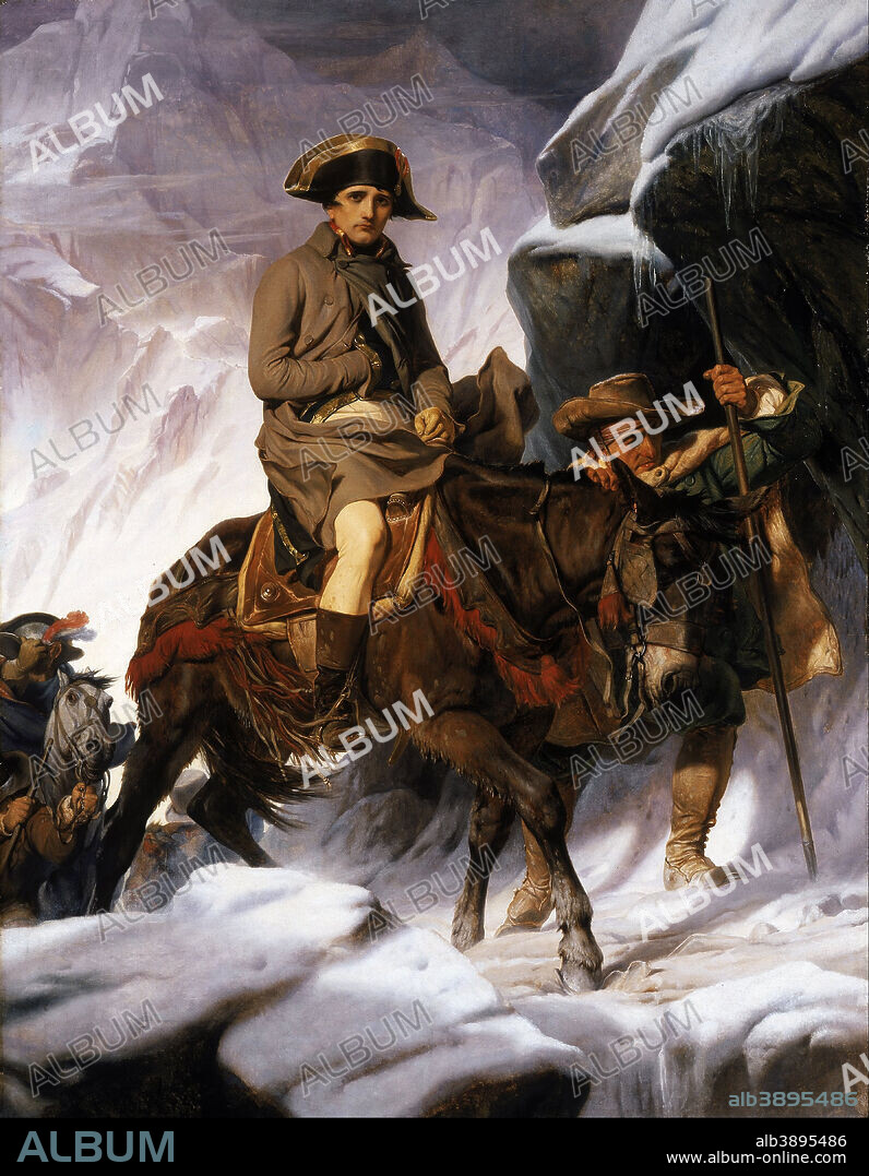 PAUL DELAROCHE. Napoleon Crossing the Alps. Date/Period: 1850. Painting. Oil on canvas. Height: 27,940 mm (30.55 yd); Width: 21,450 mm (23.45 yd).