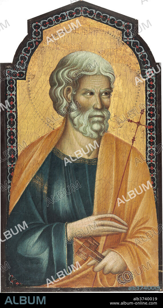 GRIFO DI TANCREDI. Saint Peter. Dated: c. 1310. Dimensions: painted surface (top of gilding): 61.5 × 34.5 cm (24 3/16 × 13 9/16 in.)  painted surface (including painted border): 64.2 × 34.5 cm (25 1/4 × 13 9/16 in.)  overall: 66.2 × 36.6 × 1 cm (26 1/16 × 14 7/16 × 3/8 in.). Medium: tempera on panel.