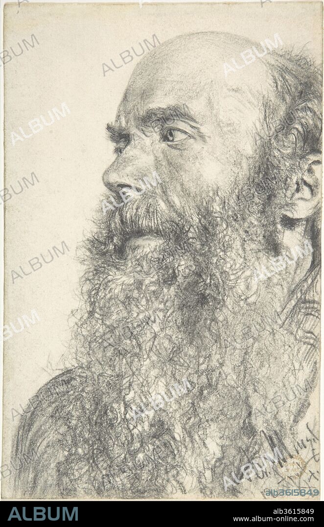 Head of a Bearded Man. Artist: Adolph Menzel (German, Breslau 1815-1905 Berlin). Dimensions: 7 3/4 x 4 15/16 in.  (19.7 x 12.6 cm). Date: 1884.