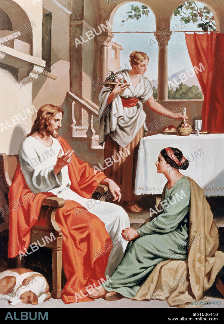 Jesus Visits Martha and Mary  (School of) Heinrich Hoffmann.
