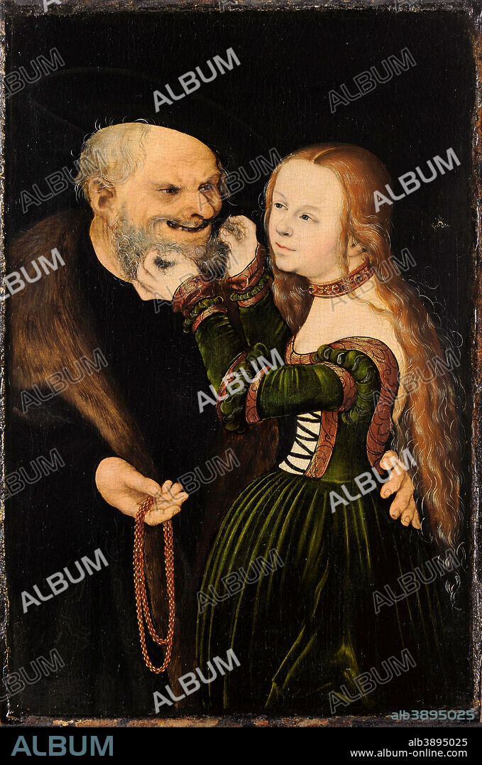 LUCAS CRANACH THE ELDER. An ill-matched Pair. Date/Period: Ca. 1530. Painting. Oil on beech wood. Height: 38.7 cm (15.2 in); Width: 25.7 cm (10.1 in).