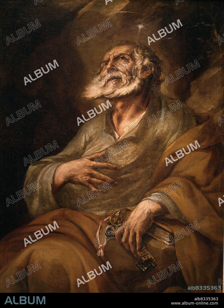 JUAN DE VALDÉS LEAL. PEDRO , SAN. APOSTOL. MURIO EN EL AÑO 64. OLEO DE JUAN VALDES LEAL. MUSEO ACADEMIA BELLAS ARTES DE SAN FERNANDO . MADRID.