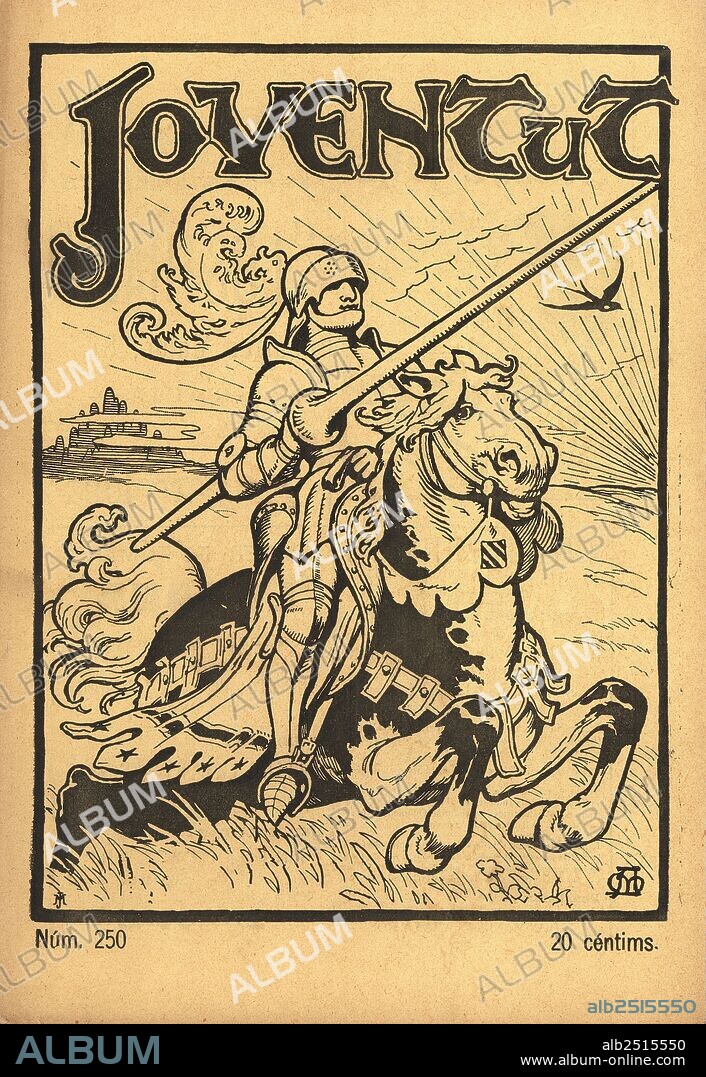 APEL·LES MESTRES OñóS. Portada de la revista Joventut, nº 250. Dibujo de Sant Jordi, por Apel·les Mestres. Noviembre de 1904.