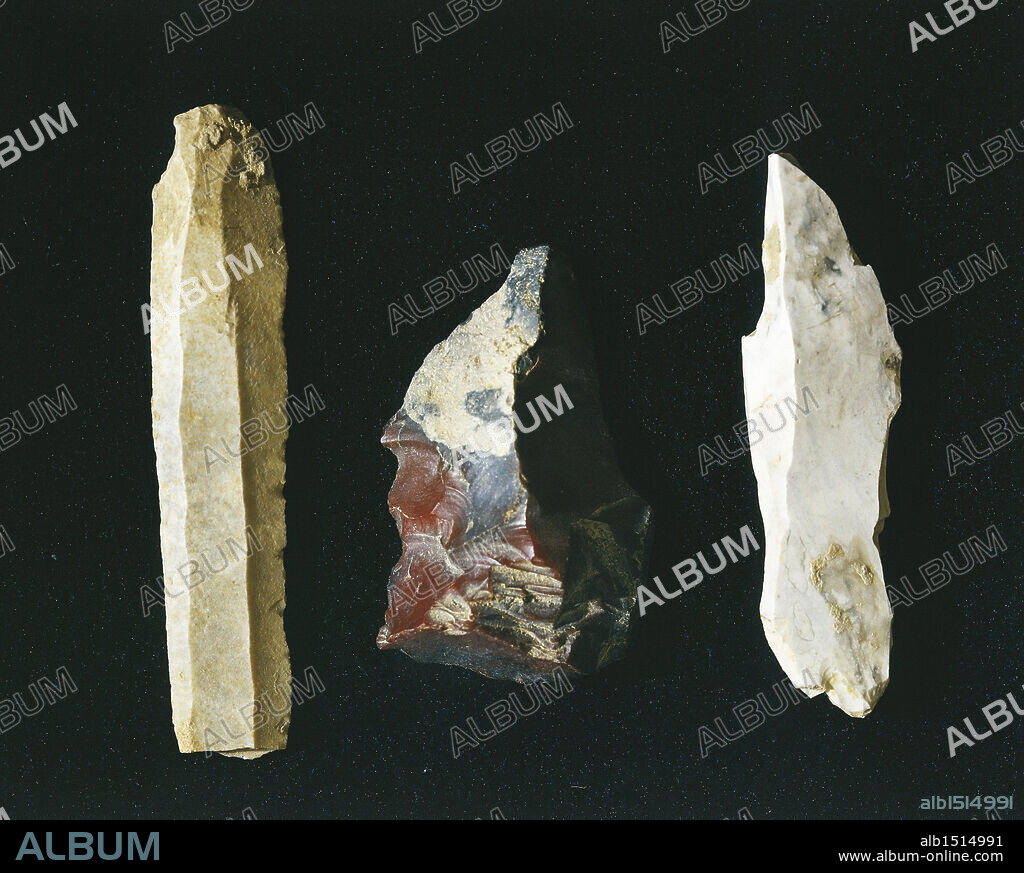 Prehistory, Italy, Paleolithic. Flint tools: scrapers.