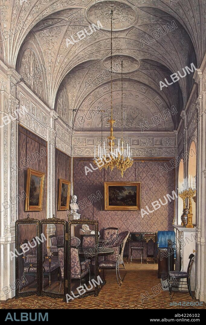 EDWARD HAU. 'Interiors of the Winter Palace. The Boudoir of Empress Alexandra Fyodorovna'. Russia, 1871. Dimensions: 41,2x27,4 cm.