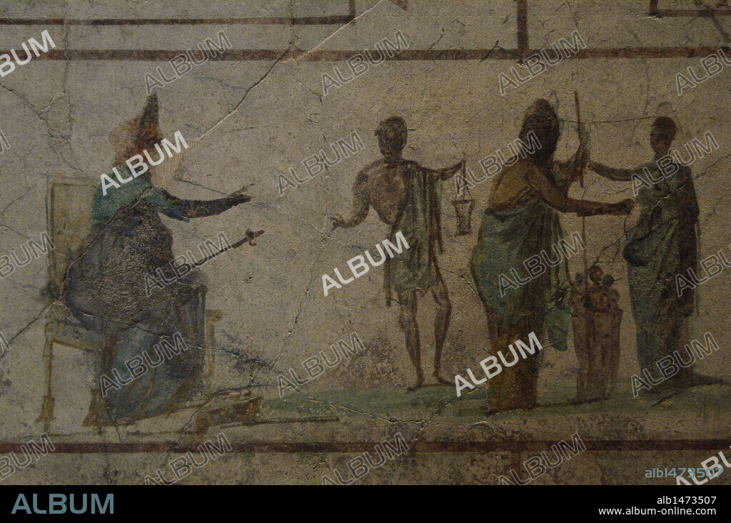 ARTE ROMANO. ITALIA. Detalle de los FRESCOS del COLUMBARIO DE LA VILLA DORIA PAMPHILI (Roma), del s. I. Palacio Massimo. Museo Nacional Romano. Roma.
