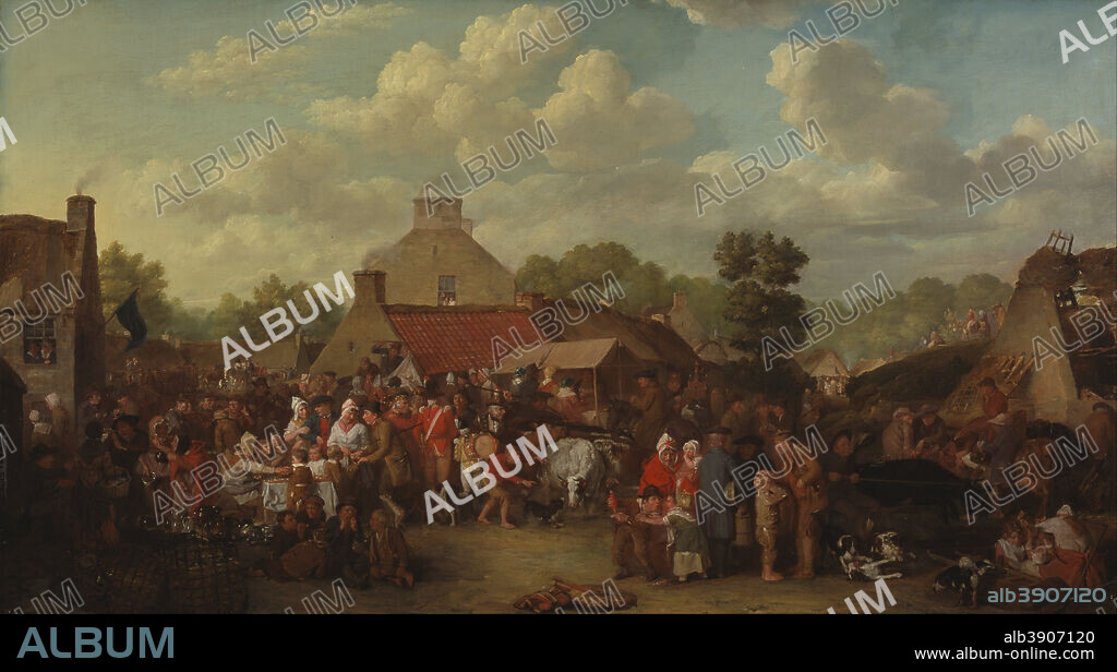 DAVID WILKIE. Pitlessie Fair. Date/Period: 1804. Painting. Oil on canvas. Height: 615 mm (24.21 in); Width: 1,105 mm (43.50 in).