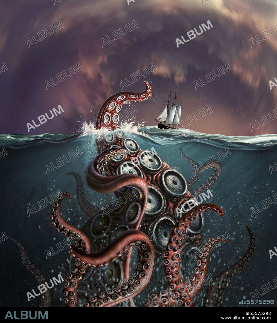 A fantastical depiction of the legendary Kraken.
