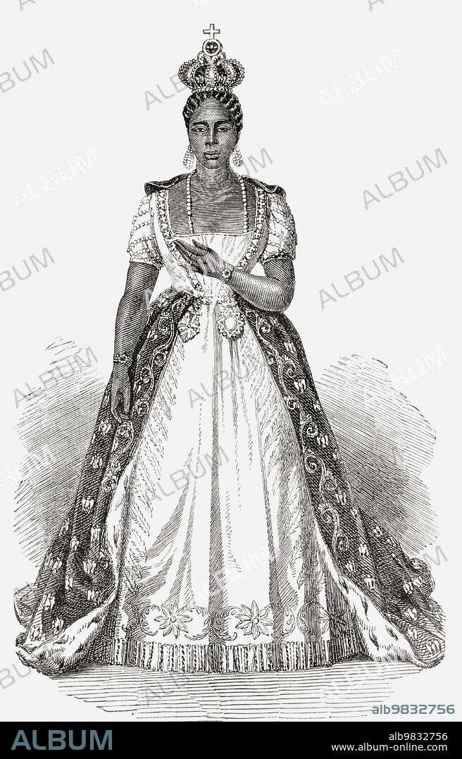 Faustin-Élie Soulouque, 1782 1867. Haitian politician, military commander, President of Haiti 1847 - 1849 and Emperor of Haiti, 1849 - 1859. He is seen here in his coronation robes. From L'Univers Illustre, published Paris, 1859.