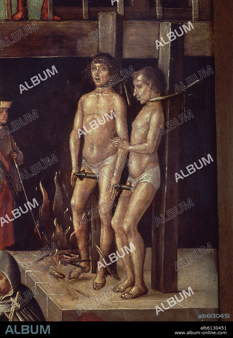 PEDRO BERRUGUETE. AUTO DE FE PRESIDIDO POR SANTO DOMINGO DE GUZMAN - DETALLE - 1490 - O/T - NP 618 - TRANSICION GOTICO-RENACIMIENTO - CONJUNTO 3382.