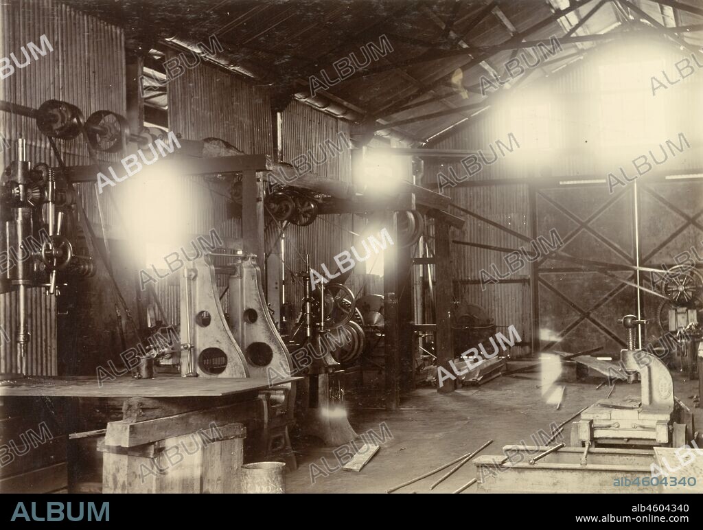 Sierra Leone, View showing interior of workshop.Caption reads: S.L.G. Machine Shop, North End, July 3rd 1898, 1898. 1999/221/1/34/35.