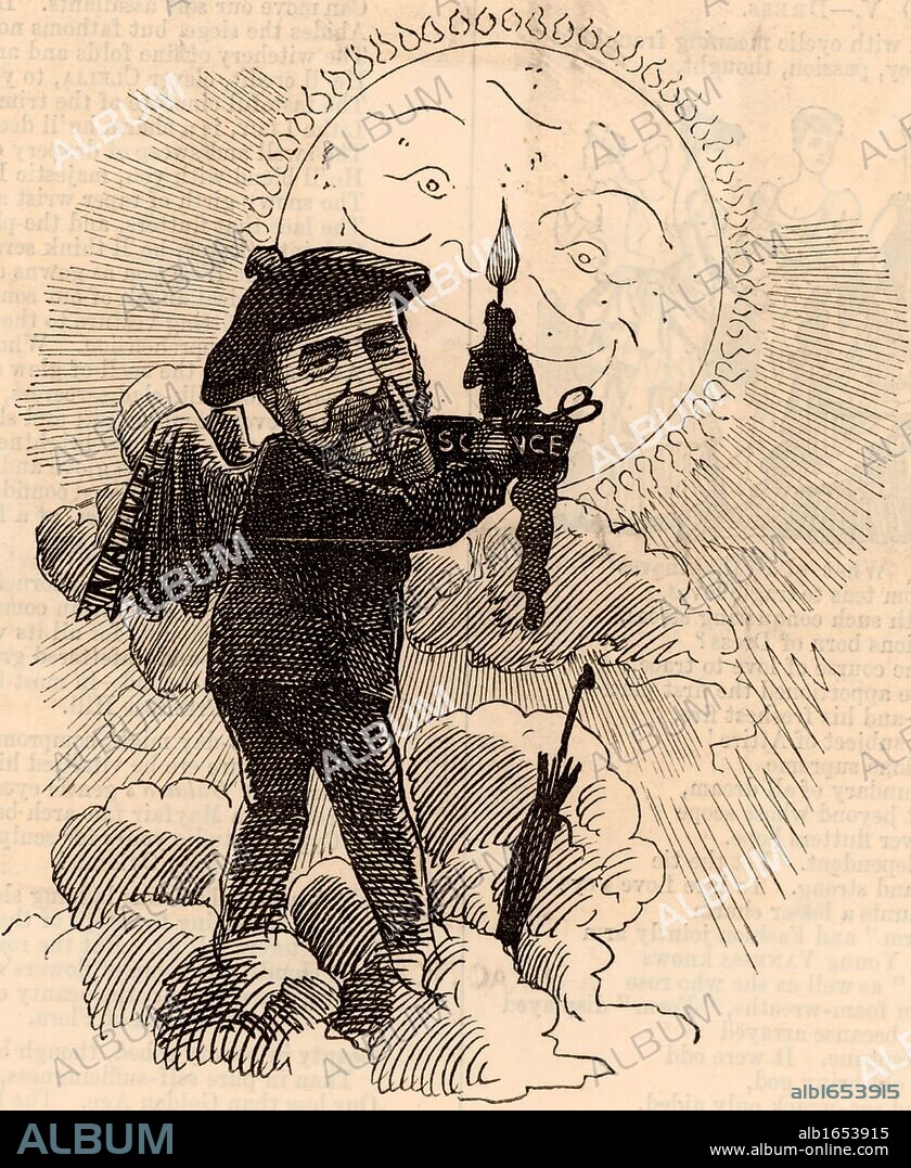 Joseph Norman Lockyer (1836-1920) English astronomer and spectroscopist born at Rugby, Warwickshire. In 1868 he detected and named the gaseous element Helium in the Sun's chromosphere. In 1869 he established the science journal "Nature" which he edited until shortly before his death. Cartoon by Edward Linley Sambourne in the Punch's Fancy Portraits series from "Punch" (London, 22 December 1883). (Photo by: Universal History Archive/UIG via Getty Images).