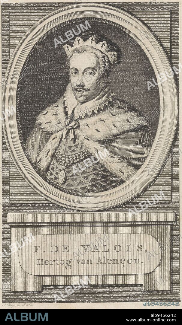 Portrait of François-Hercule de Valois Duke of Anjou, Reinier Vinkeles (I), after Jacobus Buys, 1785, print maker: Reinier Vinkeles (I), (mentioned on object), intermediary draughtsman: Jacobus Buys, (mentioned on object), Amsterdam, 1785, paper, etching, engraving, h 168 mm × w 107 mm.