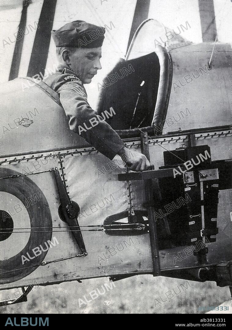 The Royal Flying Corps (RFC) was the air arm of the British Army during WWI. During the early part of the war, the RFC supported the British Army, by artillery co-operation and photographic reconnaissance. During the First Battle of the Aisne, the RFC made use of wireless telegraphy to assist with artillery targeting and took aerial photographs for the first time. From 16,000 feet a photographic plate could cover some 2 miles by 3 miles of front line in sharp detail. In 1915 Lieutenant-Colonel JTC Moore-Brabrazon designed the first practical aerial camera. These semi-automatic cameras became a high priority for the Corps and photo-reconnaissance aircraft were soon operational in numbers with the RFC. The camera was usually fixed to the side of the fuselage, or operated through a hole in the floor. The increasing need for surveys of the western front and its approaches made extensive aerial photography essential. Caption: "A B.E.2c reconnaissance aircraft of the RFC with an aerial reconnaissance camera fixed to the side of the fuselage. Though fighter aces grabbed the glory, reconnaissance remained the most vital role for the air arms of both sides. 1916".