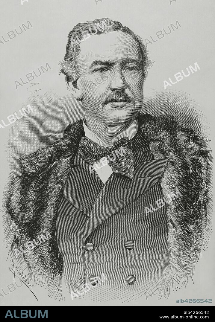 José Abascal y Carredano (1829-1890). Político progresista español, alcalde de Madrid durante la Restauración Borbónica. Retrato. Dibujo por Badillo. Grabado. La Ilustración Española y Americana,8 de mayo de 1881.