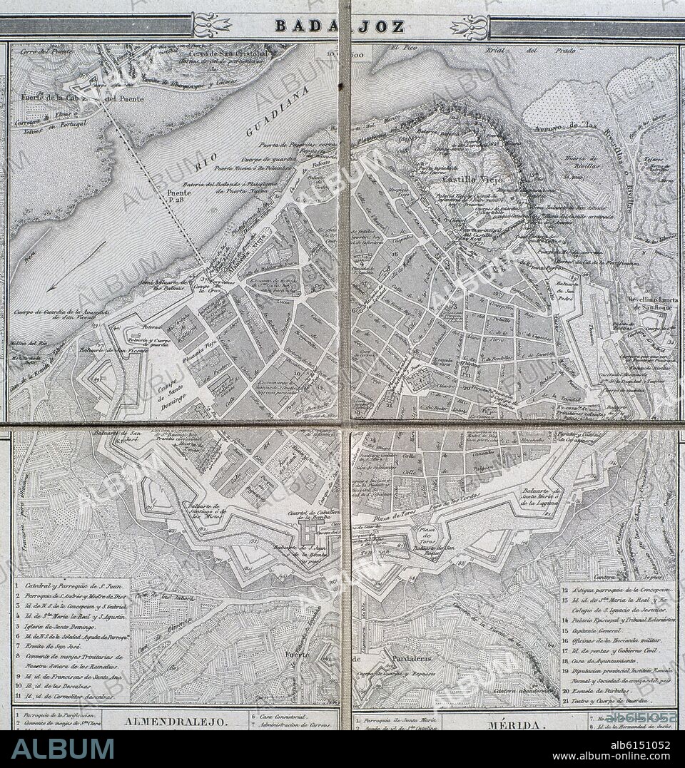 COELLO FRANCISCO. PLANO DE BADAJOZ - 1853.
