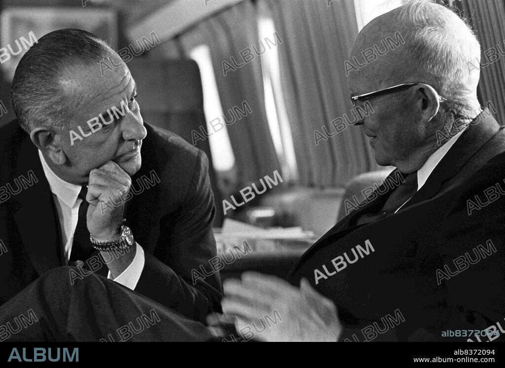 Lyndon Baines Johnson (August 27, 1908 January 22, 1973), often referred to as LBJ, was the 36th President of the United States (19631969) after his service as the 37th Vice President of the United States (19611963). He is one of only four people who served in all four elected federal offices of the United States: Representative, Senator, Vice President and President.<br/><br/>. Dwight David 'Ike' Eisenhower (October 14, 1890 March 28, 1969) was an American politician and general who served as the 34th President of the United States from 1953 until 1961. He was a five-star general in the United States Army during World War II and served as Supreme Commander of the Allied Forces in Europe.<br/><br/>.
