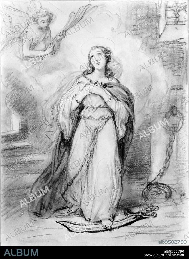 Saint Augustine, Tassaert, Octave Nicolas François (known as Octave), Draughtsman, 19th century, Graphic Arts, Drawing, Charcoal, Blur, Paper, Height: 26 cm, Width: 19.8 cm.