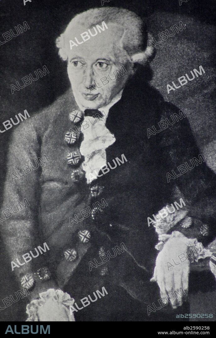 Immanuel Kant (1724-1804), the German idealist philosopher who was widely considered to be a central figure of modern philosophy.  He argued that human concepts and categories structure our view of the world and its laws, and that reason is the source of morality..