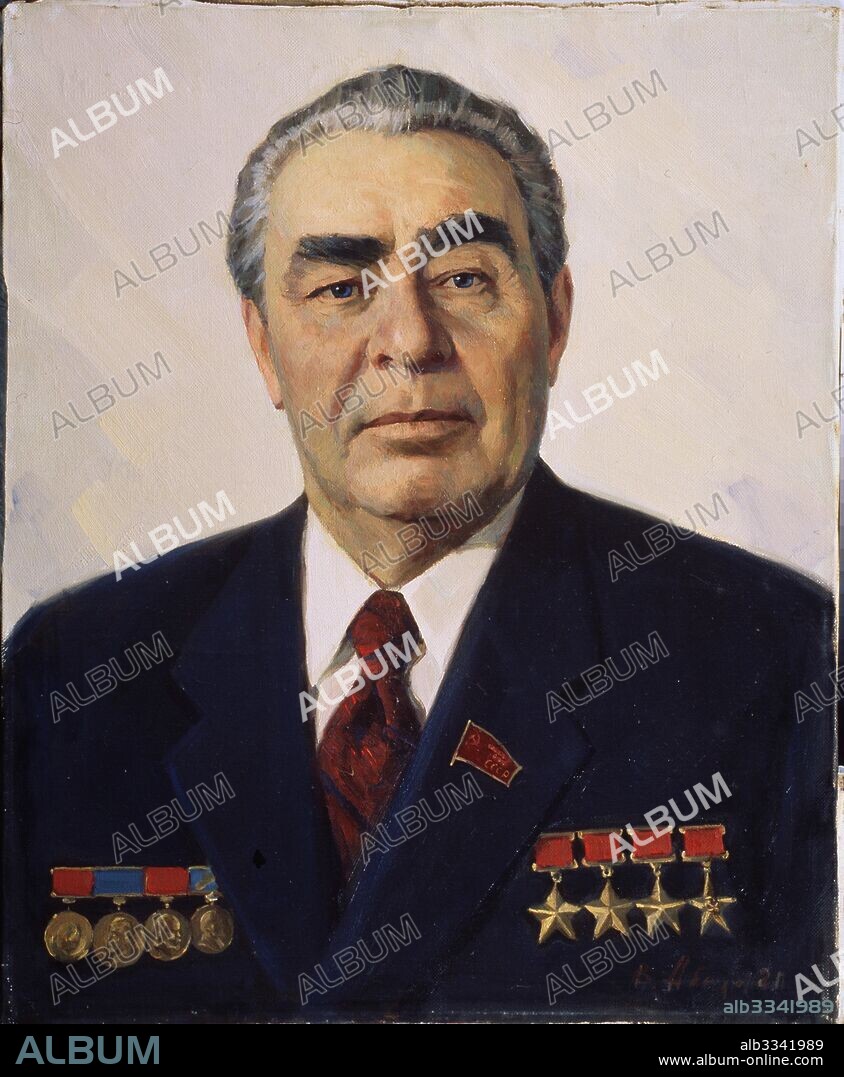 VITALY VASILYEVICH ABAKUMOV. Portrait of General Secretary of the Communist Party of the Soviet Union Leonid I. Brezhnev (1907-1982).