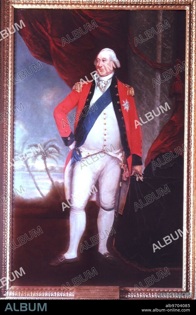 Charles Cornwallis, Governor-General of Bengal, 1792-1793. Charles Cornwallis, 1st Marquis (1738-1805), served as Governor General of Bengal from 1786 to 1793 and again from July to October 1805. The painting was bequeathed in 1800 to the East India Company by William Larkins, Accountant-General during Cornwallis' first administration.