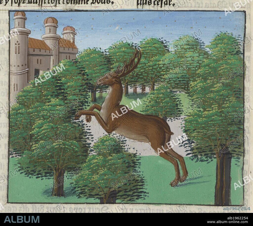 A stag. Le premier volume de Merlin. Paris: Antoine Verard, 1498. Source: C.22.c.6, page 23v.