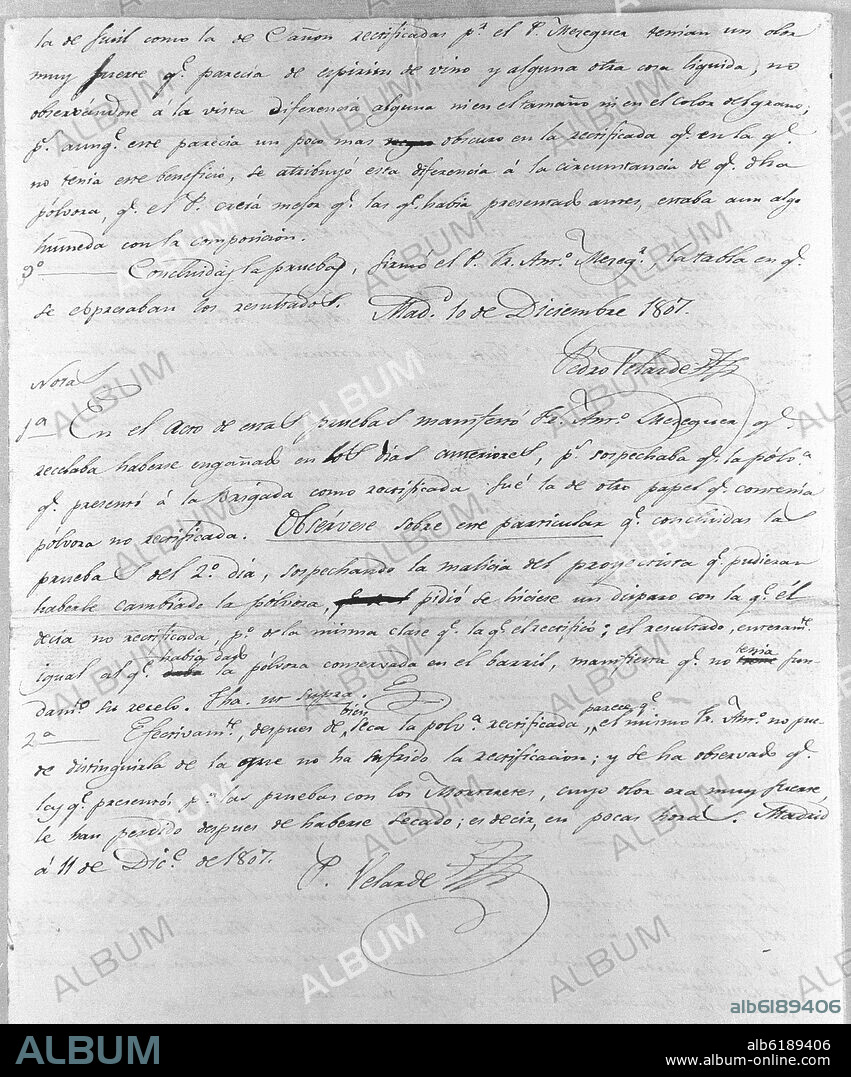CARTA MANUSCRITA DE PEDRO VELARDE - 1807.