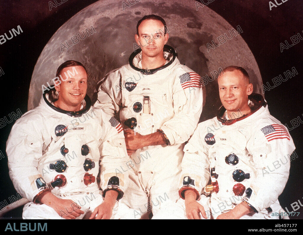 The flight crew for the Apollo 11 mission: Neil Armstrong, commander, Michael Collins, command module pilot and Edwin E.Aldrin Jr. lunar module pilot.
