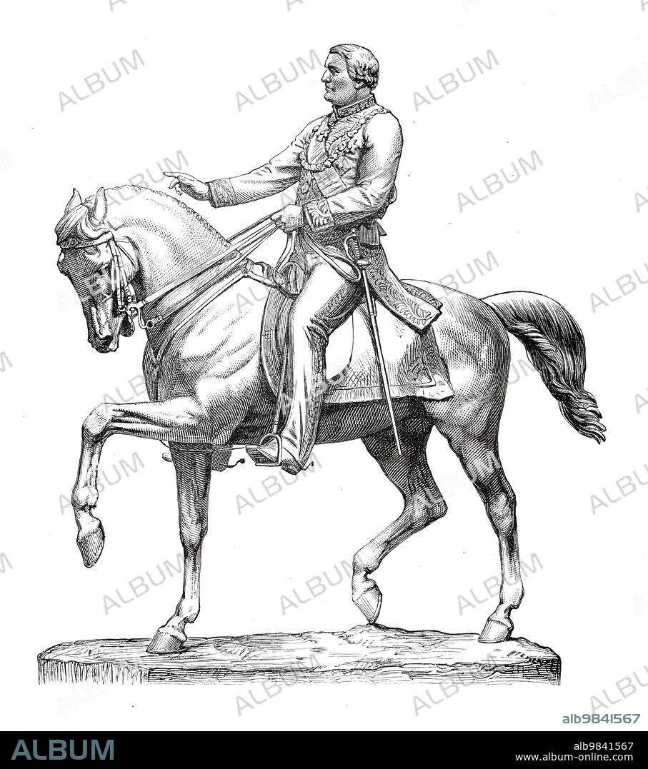 Statue of Lord Mayo at Calcutta, unveiled by the Prince of Wales on New Year's Day, 1876. 'A part of the Prince's proceedings at Calcutta on New-Year's Day was...to unveil a statue of Lord Mayo...This statue, a colossal equestrian one, the work of Mr. Thornycroft, stands on the Maidan, near Government House. In the telegram of the day's doings given by "The Times" it is stated that several Rajahs were present, and that Mr. Bullen Smith read an address. The Prince expressed a melancholy satisfaction at unveiling the statue of one whom he had been proud to call his friend, and who would have left a great name among Indian Viceroys had he lived. On behalf of the widow, children, and friends of Lord Mayo he thanked the committee for what they had done in honour of his memory. The Prince then unveiled the statue, which is a good likeness'. From "Illustrated London News", 1876.
