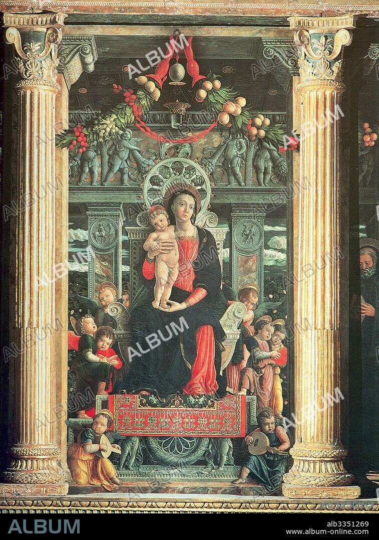 ANDREA MANTEGNA. Madonna and Child Enthroned. San Zeno Altarpiece.