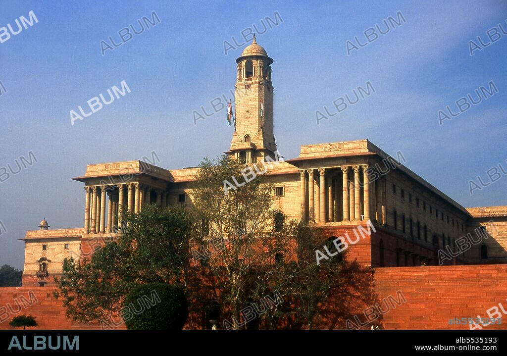 The Secretariat Building was designed by the prominent British architect Herbert Baker in Indo-Saracenic Revival architecture. Both the identical building have four levels, each with about 1,000 rooms, in the inner courtyards to make space for future expansions. Delhi is said to be the site of Indraprashta, capital of the Pandavas of the Indian epic Mahabharata. Excavations have unearthed shards of painted pottery dating from around 1000 BCE, though the earliest known architectural relics date from the Mauryan Period, about 2,300 years ago. Since that time the site has been continuously settled. The city was ruled by the Hindu Rajputs between about 900 and 1206 CE, when it became the capital of the Delhi Sultanate. In the mid-seventeenth century the Mughal Emperor Shah Jahan (1628–1658) established Old Delhi in its present location, including most notably the Red Fort or Lal Qila. The Old City served as the capital of the Mughal Empire from 1638 onwards.  Delhi passed under British control in 1857 and became the capital of British India in 1911. In large scale rebuilding, parts of the Old City were demolished to provide room for a grand new city designed by Edward Lutyens. New Delhi became the capital of independent India in 1947.