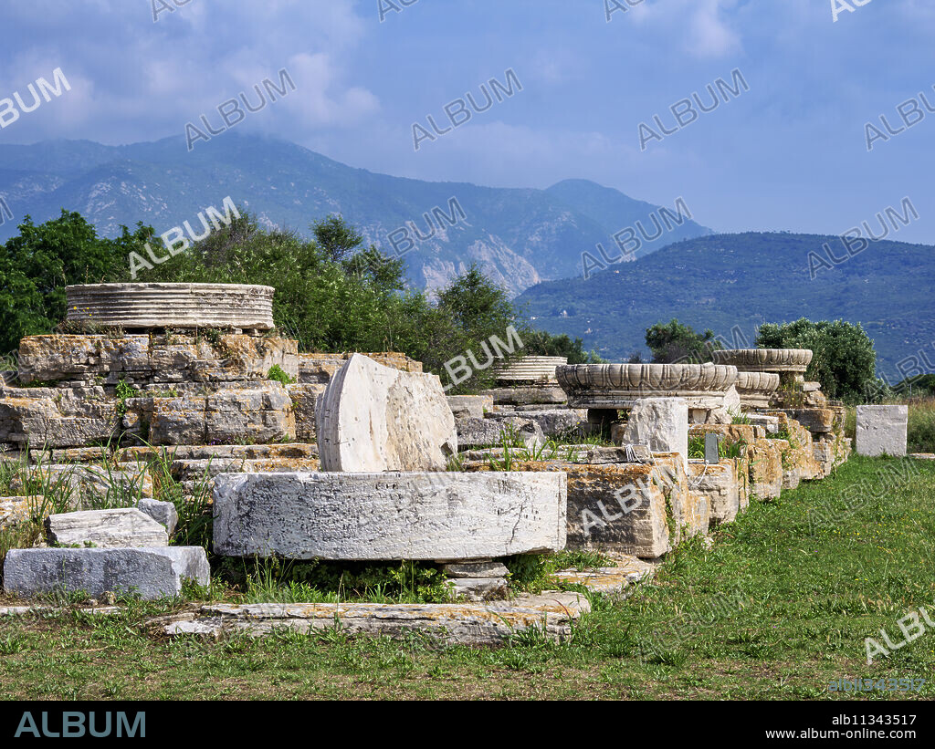 Temple of Hera Ruins, Heraion of Samos, Ireo, Samos Island, North Aegean, Greece.