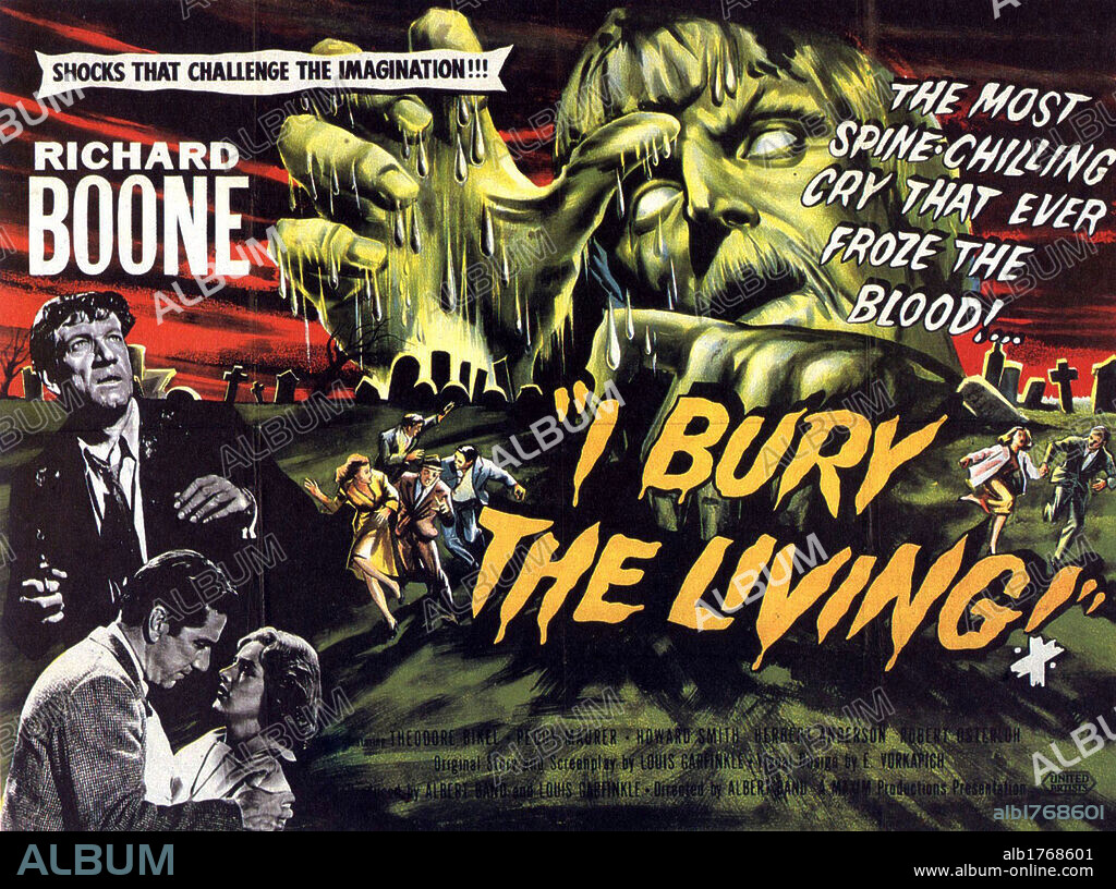 Poster of I BURY THE LIVING, 1958, directed by ALBERT BAND. Copyright MAXIM PRODUCTIONS.