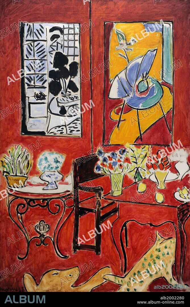 HENRI MATISSE. ARTE S. XX. FRANCIA. MATISSE, Henri (1869-1954). Pintor francés. "Gran Interior Rojo", 1948. Centro Pompidou. Museo Nacional de Arte Moderno. París. Francia.