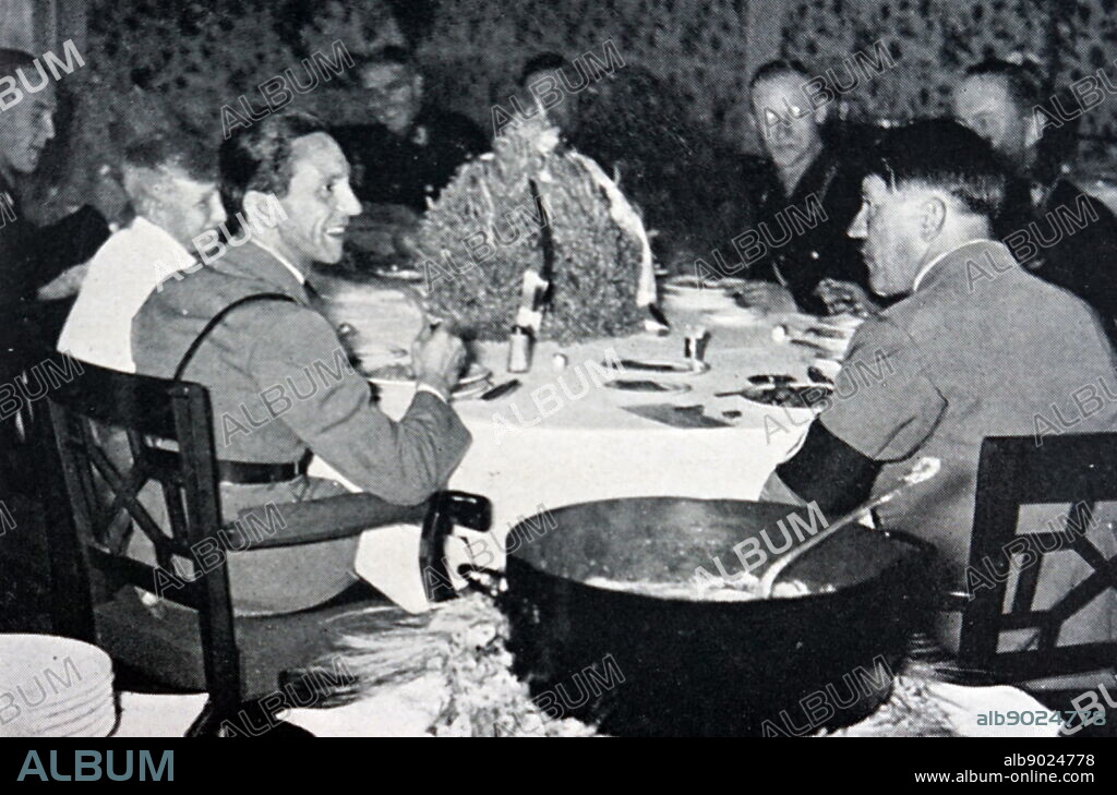 Adolf Hitler with Joseph Goebbels, Reich Minister of Propaganda. 1940.
