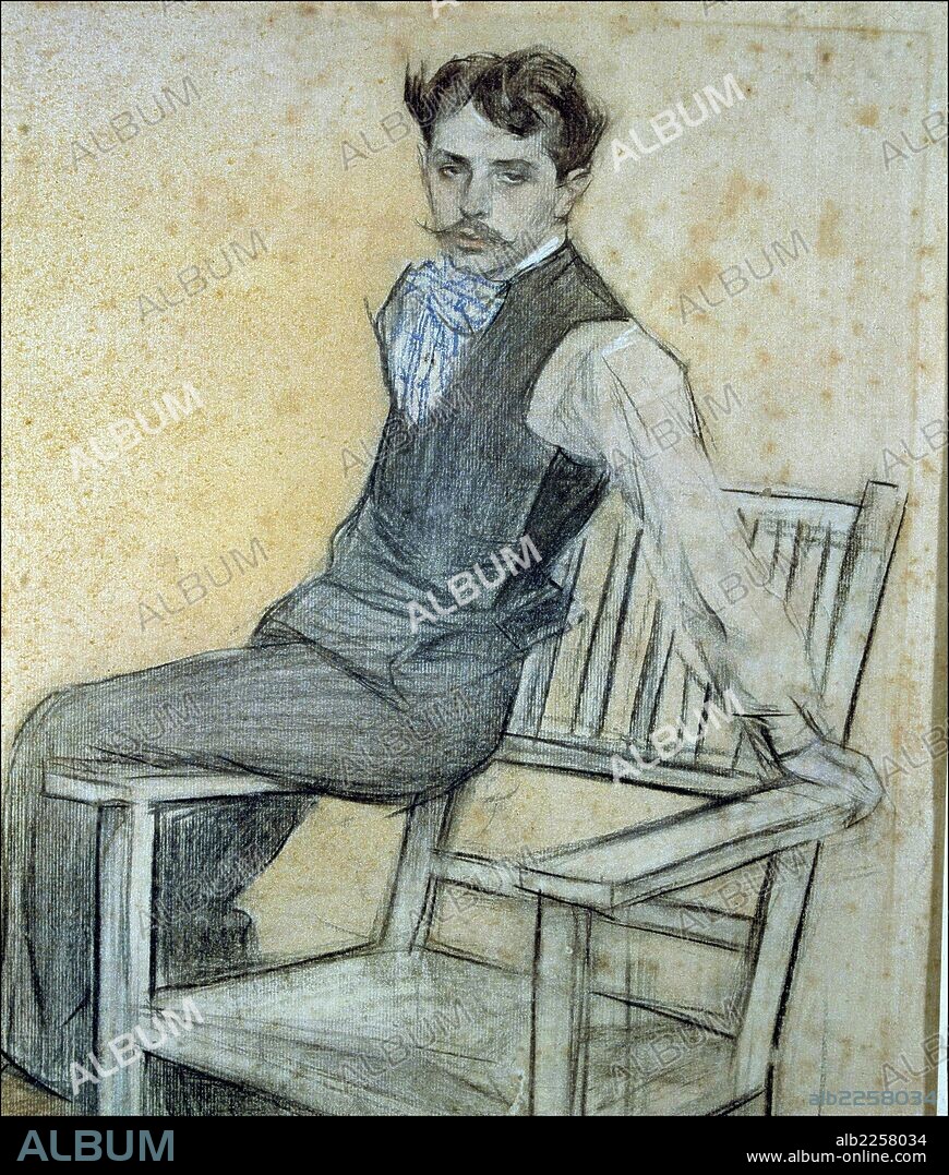 RAMÓN CASAS. MARQUINA , EDUARDO. ESCRITOR ESPAÑOL. BARCELONA 1879 - 1946. DIBUJO DE RAMON CASAS. MUSEO DE ARTE MODERNO. BARCELONA.