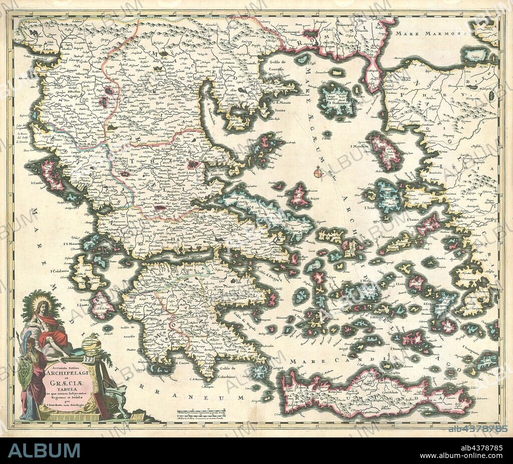 Map, Accurata totius archipelagi et Graeciae universae tabula in qua omnes subjacentes regiones et insulae, Justus Danckertsz (1635-1701), Copperplate print.
