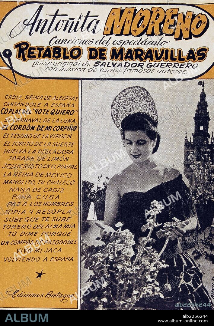 MORENO , ANTOÑITA. CANTANTE ESPAÑOLA. PUEBLA DEL RIO 1925 -. CANCIONES DE RETABLO DE MARAVILLAS.