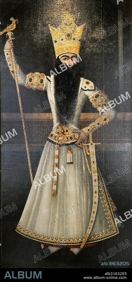 Fath Alí Sah (1772-1834). El segundo sah de Irán de la dinastía Kayar. Gobernó de 1797-1834. Retrato del sah realizado por Mihr 'Ali entre 1809-1810. Oleo sobre lienzo. Museo del Hermitage (The State Hermitage Museum). San Petersburgo. Rusia.