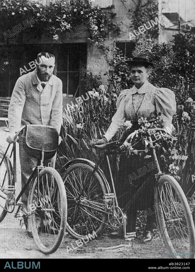 The Curies taken soon after their marriage in Paris in 1895. Marie Curie (1867-1934) was a Polish-French physicist and chemist. She was the first woman to win a Nobel Prize, the only woman to date to win in two fields, and the only person to win in multiple sciences. Her achievements included a theory of radioactivity (a term that she coined), techniques for isolating radioactive isotopes, and the discovery of two elements, polonium and radium. Pierre Curie (1859-1906) was a French physicist, a pioneer in crystallography, magnetism, piezoelectricity and radioactivity, and Nobel laureate. Pierre studied ferromagnetism, paramagnetism, and diamagnetism for his doctoral thesis, and discovered the effect of temperature on paramagnetism which is now known as Curie's law. The material constant in Curie's law is known as the Curie constant.