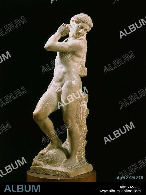 Michelangelo Buonarroti 1475-1564. "David-Apollo", 1525-1526 and 1530-31. (Set out to be a statue of David; later changed to a statue of Apollo). Marble, height 146cm. Florence, Museo Nazionale del Bargello.