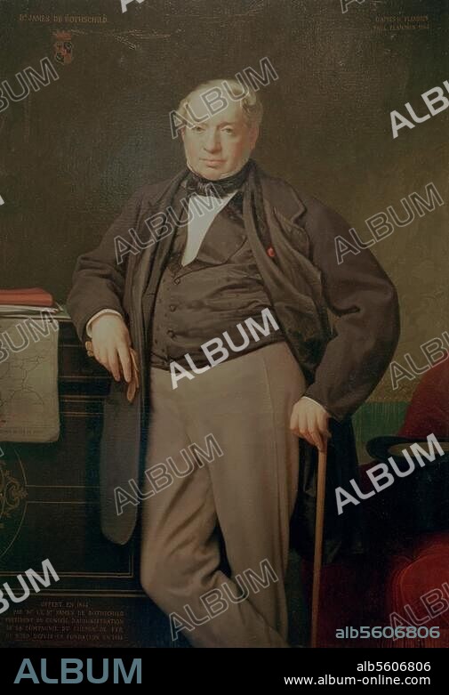 Rothschild, James Mayer de R. Banker (head of "De Rothschild Freres", Paris from 1812), 15.5.1792 - 15.11.1868. Portrait. painting, 1860, copy by Paul Flandrin. (1811-1902) after Hippolyte Flandrin. (1809-1864).