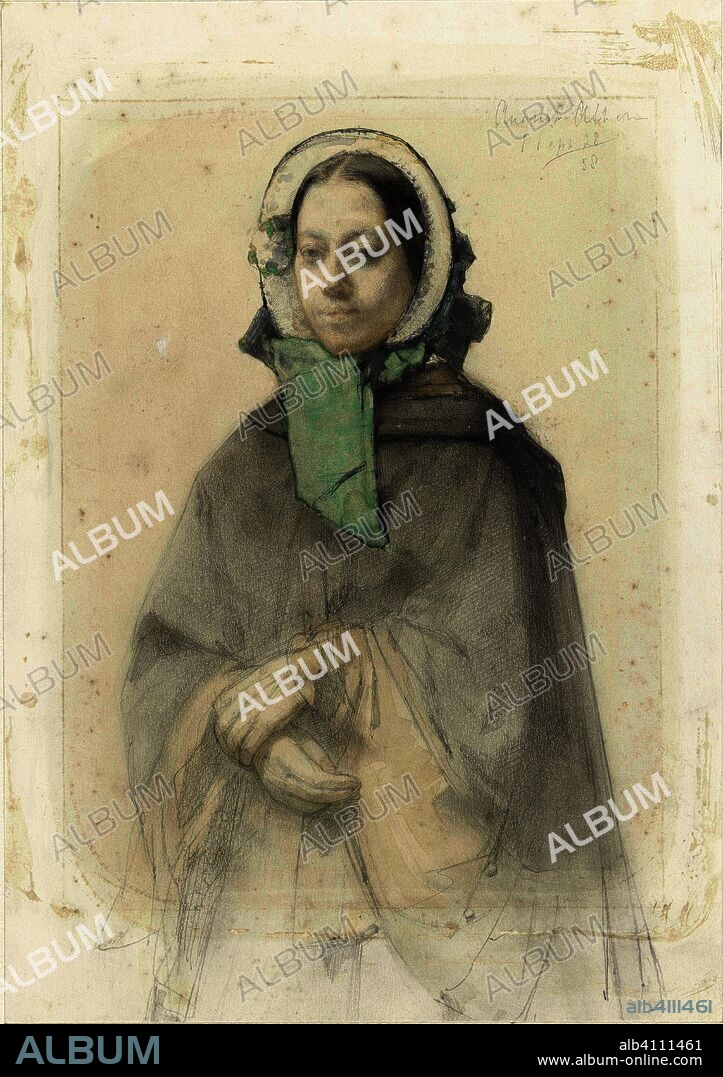 AUGUST ALLEBÉ. Portrait of Theresia AA Alleb?. Draughtsman: August Allebé. Dating: 28-Sep-1858. Measurements: h 240 mm × w 169 mm.