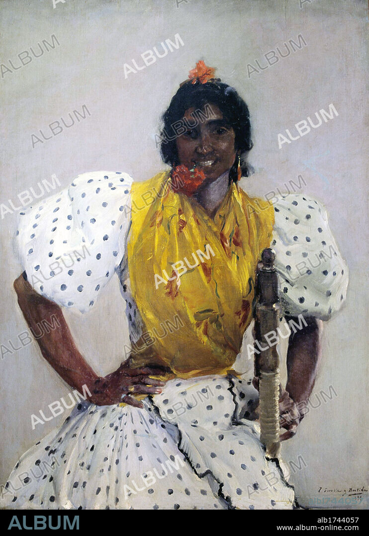 ARTE S. XIX. ESPAÑA. SOROLLA, Joaquin (Valencia,1863-Cercedilla,1923). Pintor español cuya actividad pictórica se encaminó hacia el luminismo. "GITANA" (1899). Oleo sobre lienzo (107x78'5cms). Museo de Bellas Artes de La Habana. Cuba.