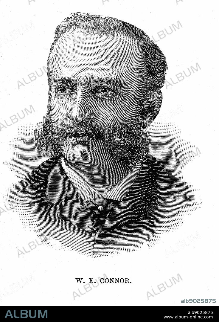 Washington E Connor, partner and broker of Jay Gould. Thought to do the largest brokerage business in the New York Stock Exchange. Engraving 1885.