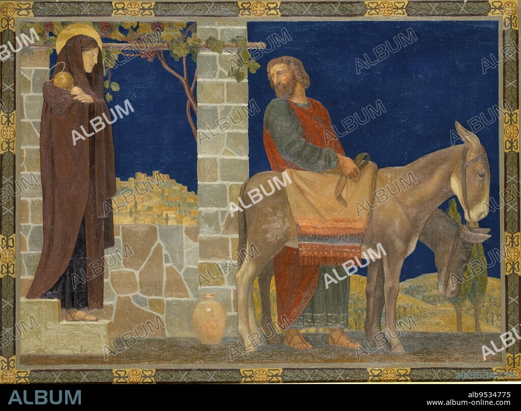 HARRY SIDDONS MOWBRAY. The Flight into Egypt. Date: ca. 1915. oil on canvas mounted on paperboard.