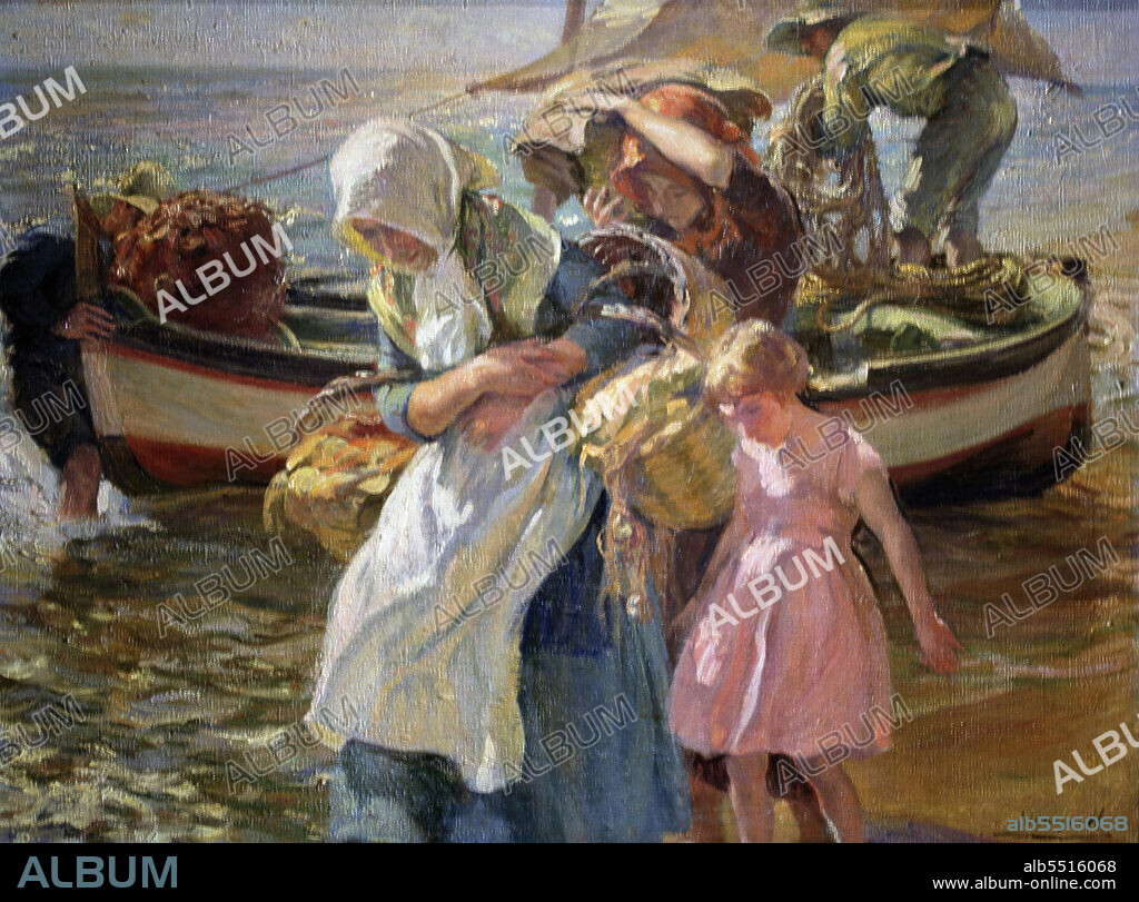 JOSÉ MONGRELL. MONGRELL , JOSE. PINTOR ESPAÑOL . VALENCIA 1870 - 1934. " MAÑANA DE SOL " . OLEO DEL AÑO 1921. MUSEO NACIONAL DE ARTE MODERNO . BARCELONA.